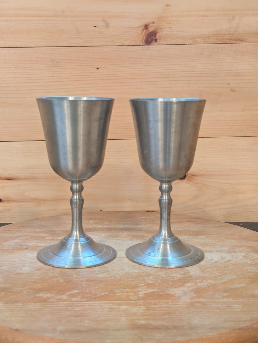 Set of 2 Hampshire Pewter Stuart Water Goblets 6.25" 1994 Vintage